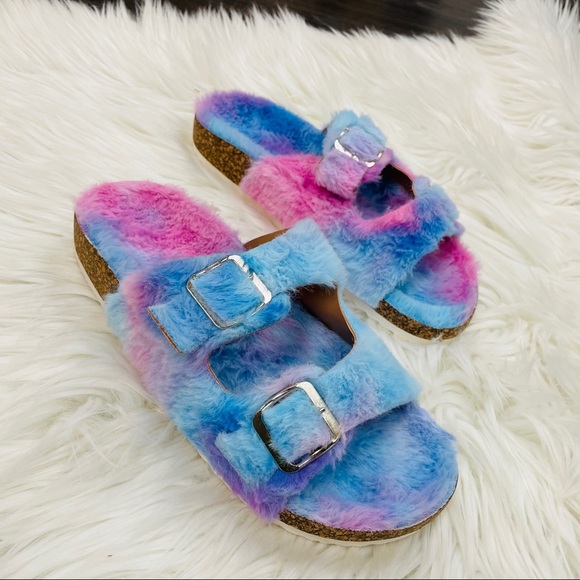Purple tie dye fur sandal - Picture 3 of 6